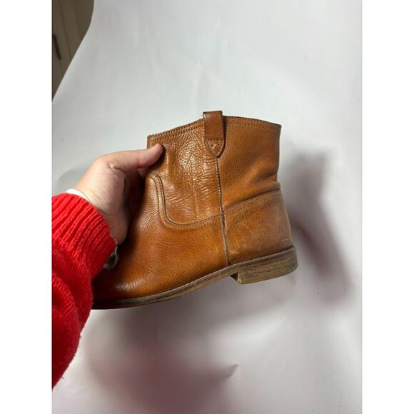 Madewell Boots Women's Size 8.5 Brown Cognac Otis Leather Pull On Western Bootie - Picture 5 of 8